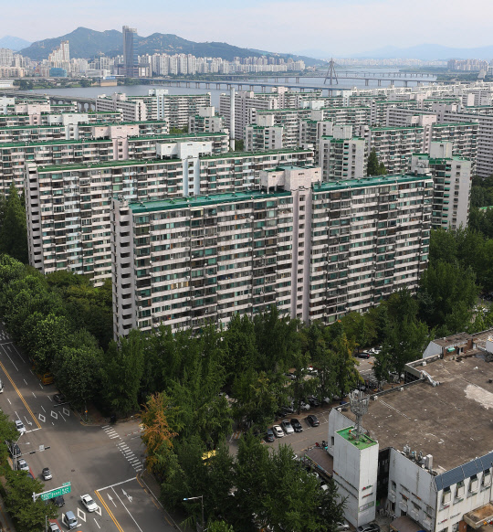 정부가 지난해 '9·13 부동산 안정 대책'을 내놓은 지 11개월 만에 '민간택지 아파트 분양가 상한제'를 발표한다. 사진은 서울 송파구 잠실주공5단지 아파트 전경.    연합뉴스